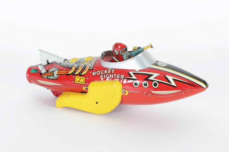 Vintage Marx Rocket Fighter Tin Litho Wind-Up Toy