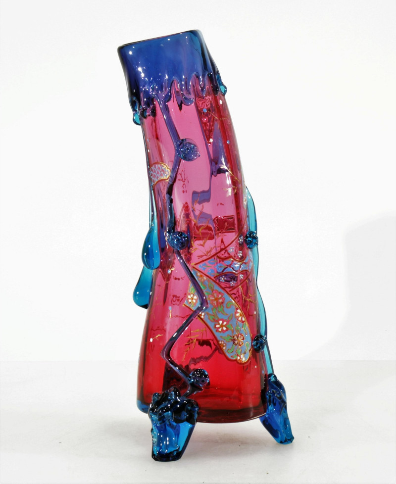 Auguste Jean Enameled Colored Glass Vase, 1900