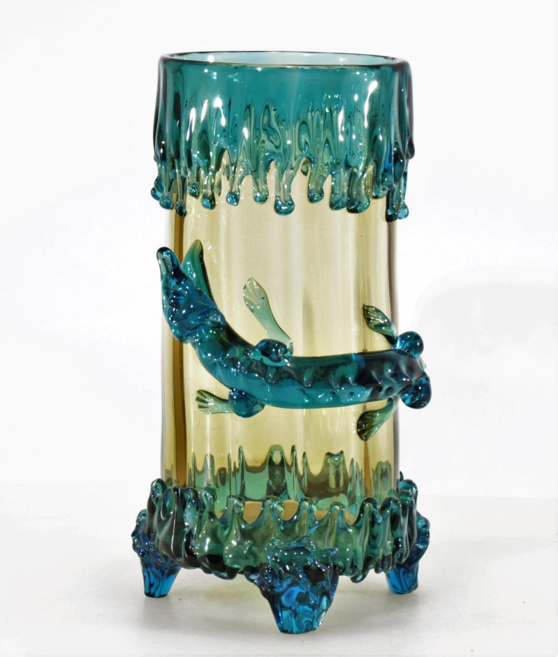 Auguste Jean - Colored Glass Salamander Vase, 1900