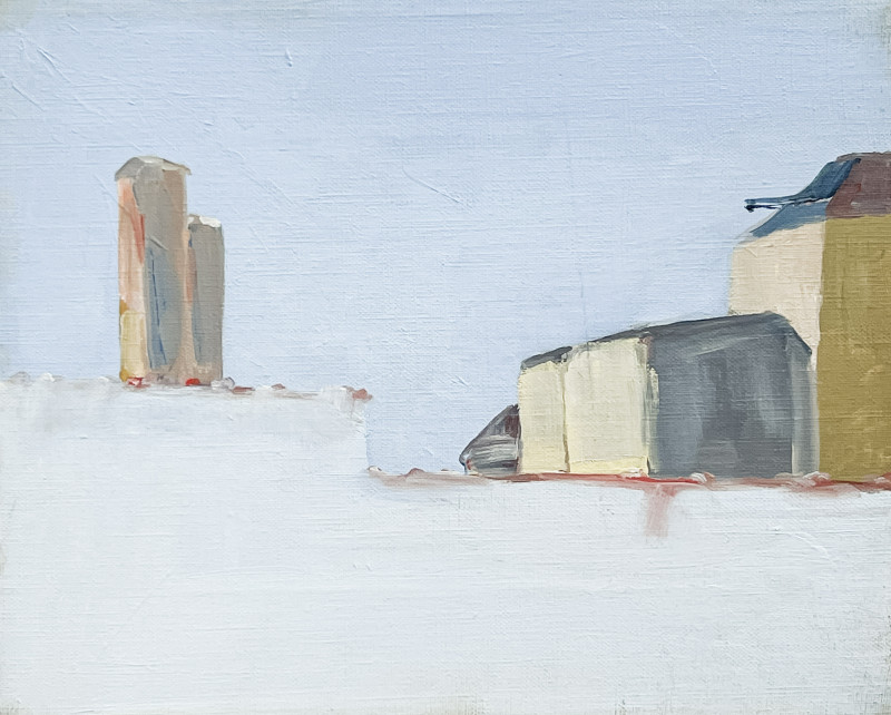 Cornelia Brendel Foss - Untitled (Buildings in Blue Landscape)