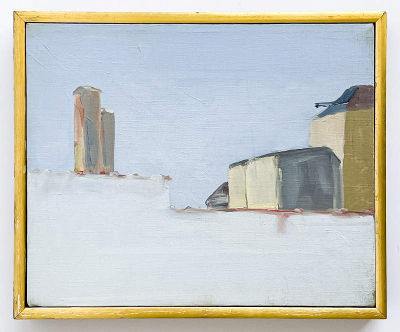 Cornelia Brendel Foss - Untitled (Buildings in Blue Landscape)