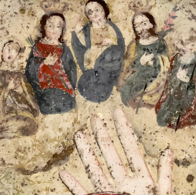 Mexican Retablo of 'La Mano Poderosa' (The Mighty Hand of God)