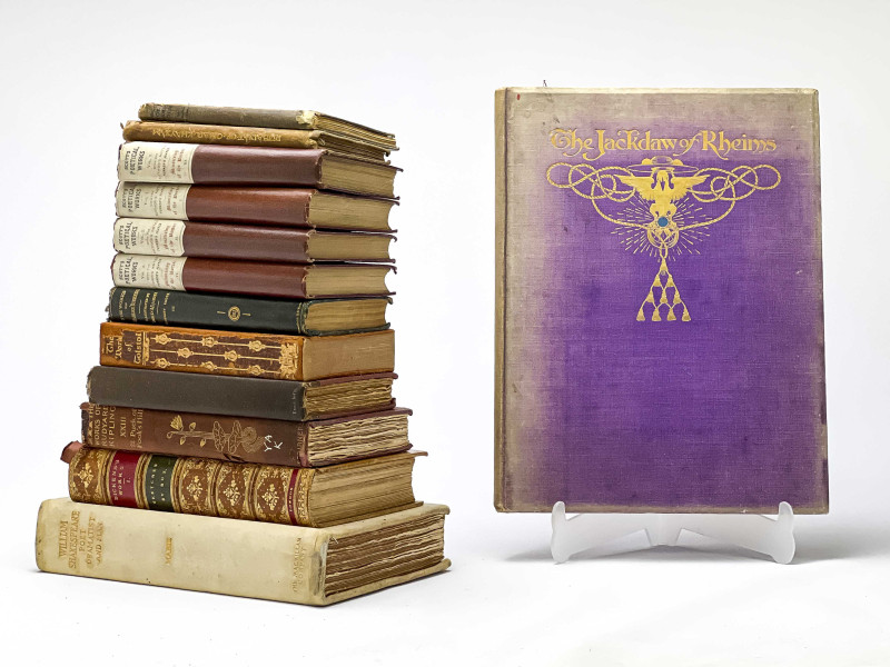 Group of 13 Books by Various Authors, including Sir Walter Scott, Charles Dickens, Omar Khayyam