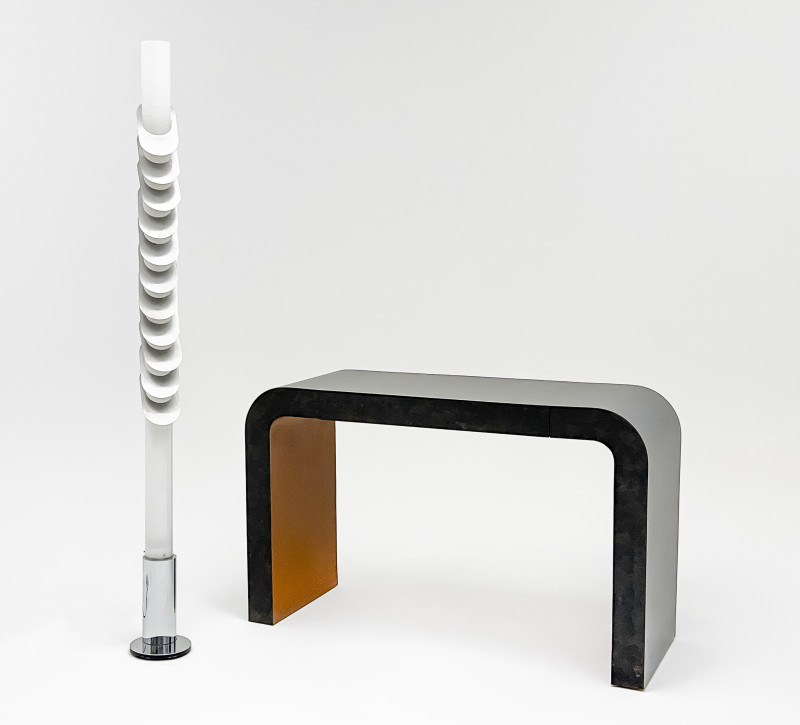 Italian Arredoluce Monza Tower Lamp, together with a Waterfall Console Table