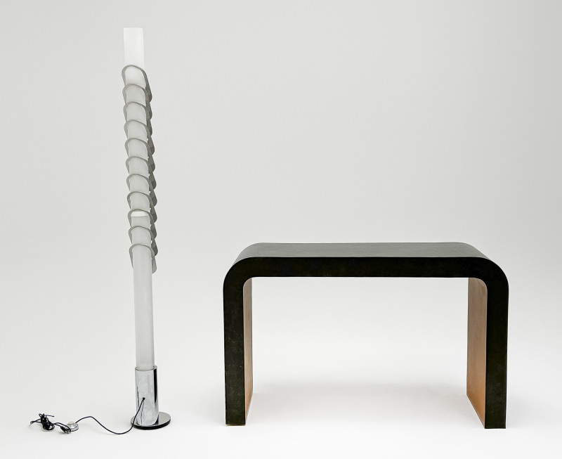Italian Arredoluce Monza Tower Lamp, together with a Waterfall Console Table
