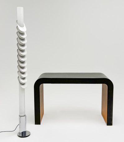 Italian Arredoluce Monza Tower Lamp, together with a Waterfall Console Table
