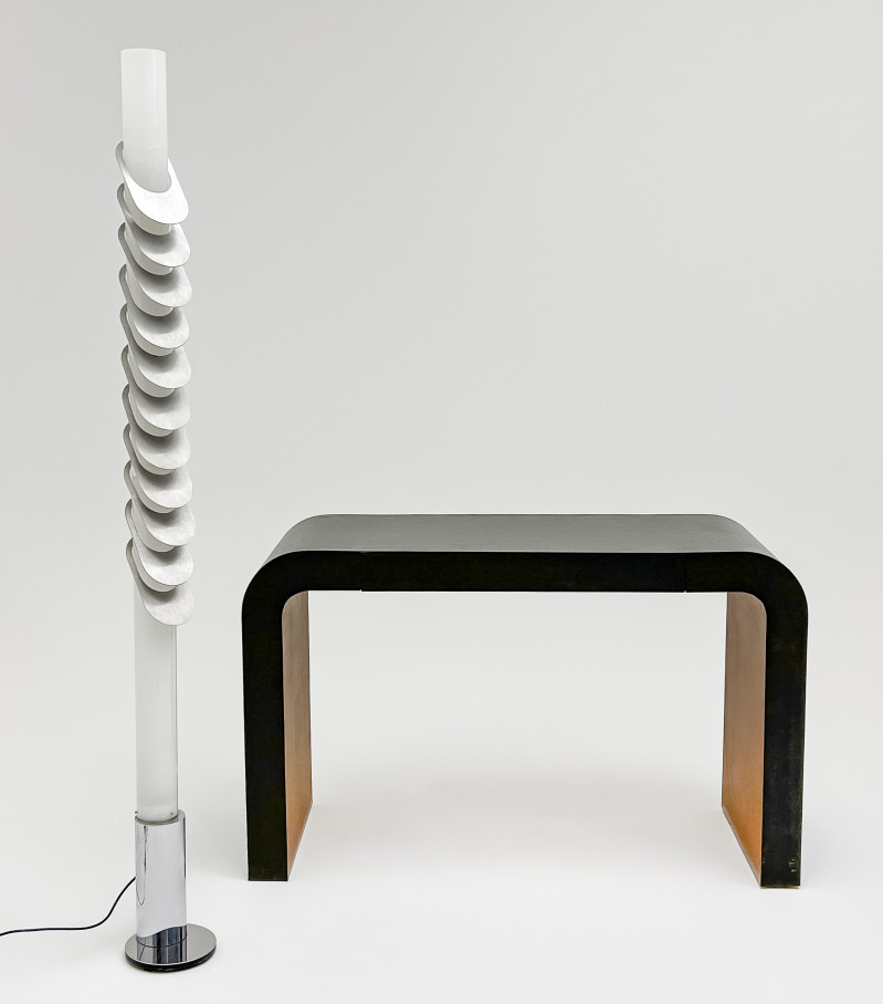 Italian Arredoluce Monza Tower Lamp, together with a Waterfall Console Table
