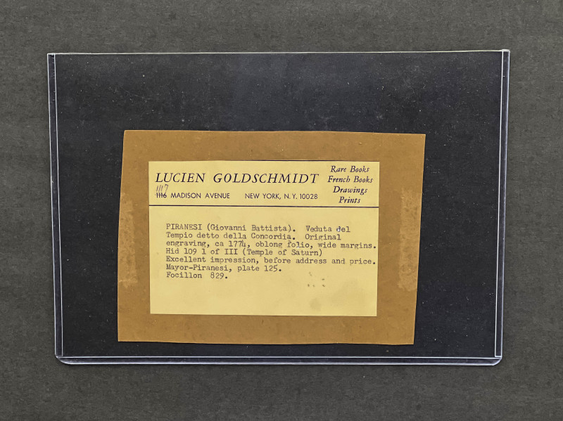 Giovanni Battista Piranese - Veduta del Tempio detto della Concordia