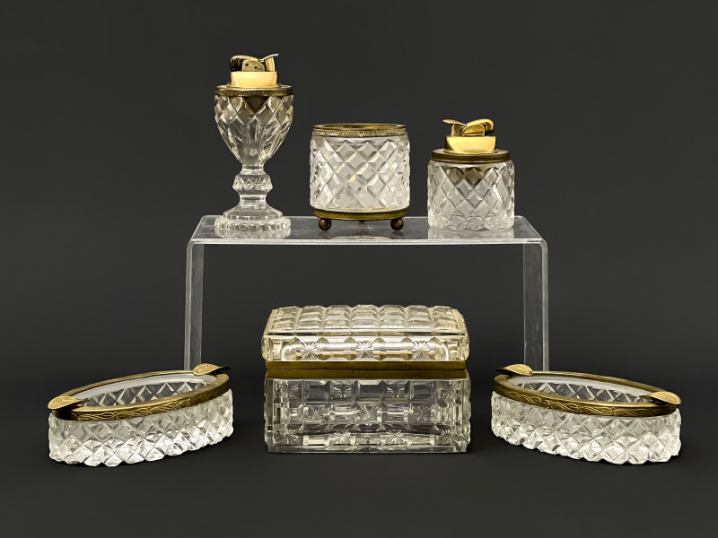 Baccarat and Other French Crystal and Gilt Metal Table Accessories, 6 Pcs.