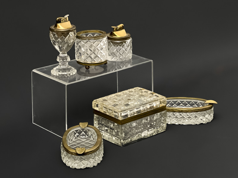 Baccarat and Other French Crystal and Gilt Metal Table Accessories, 6 Pcs.