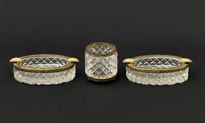 Baccarat and Other French Crystal and Gilt Metal Table Accessories, 6 Pcs.