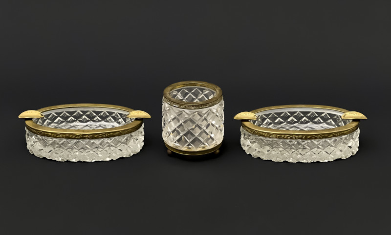 Baccarat and Other French Crystal and Gilt Metal Table Accessories, 6 Pcs.