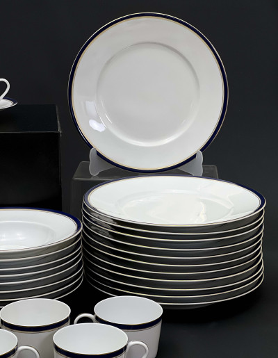 80 pieces of Limoges Raynaud Diplomat Blue Partial Porcelain Dinner Service