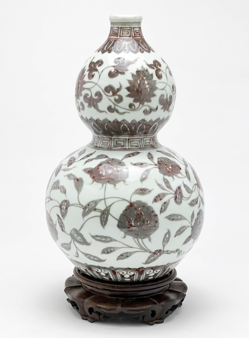 Chinese Porcelain Underglaze Red Decorated Double Gourd Vessel