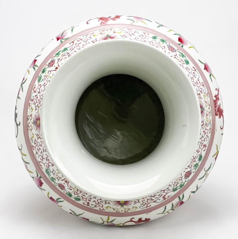 Large Chinese Porcelain Hu Form Vase with peach and bat decoration