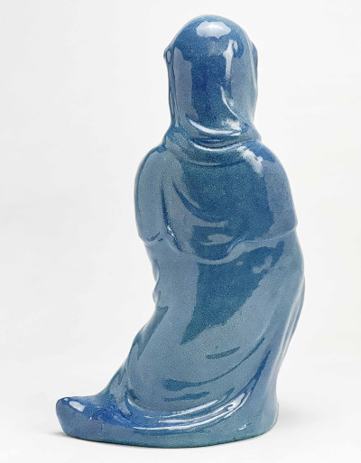 Chinese Robins Egg Glazed and Biscuit Porcelain Figure of Guanyin
