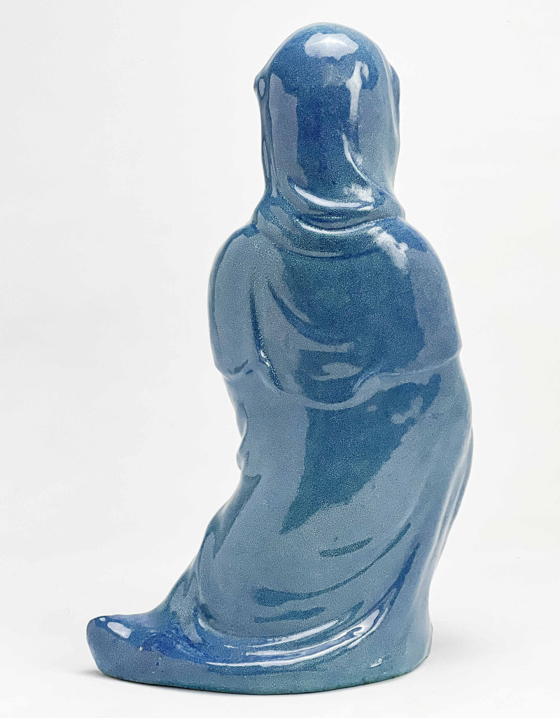 Chinese Robins Egg Glazed and Biscuit Porcelain Figure of Guanyin