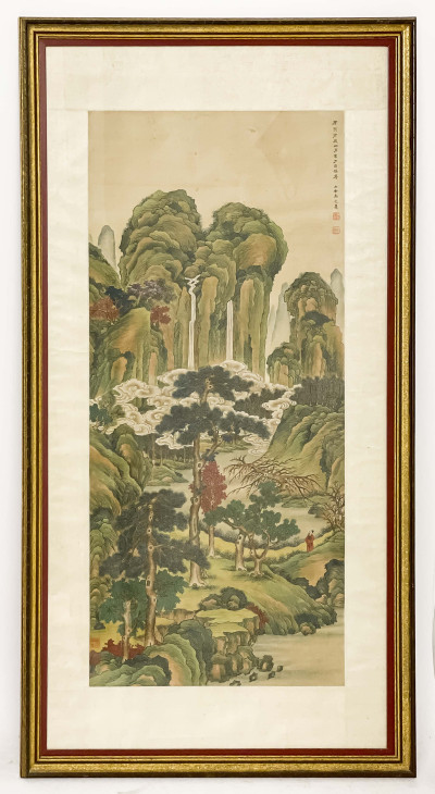 Chinese landscape painting, Color Inks on Silk