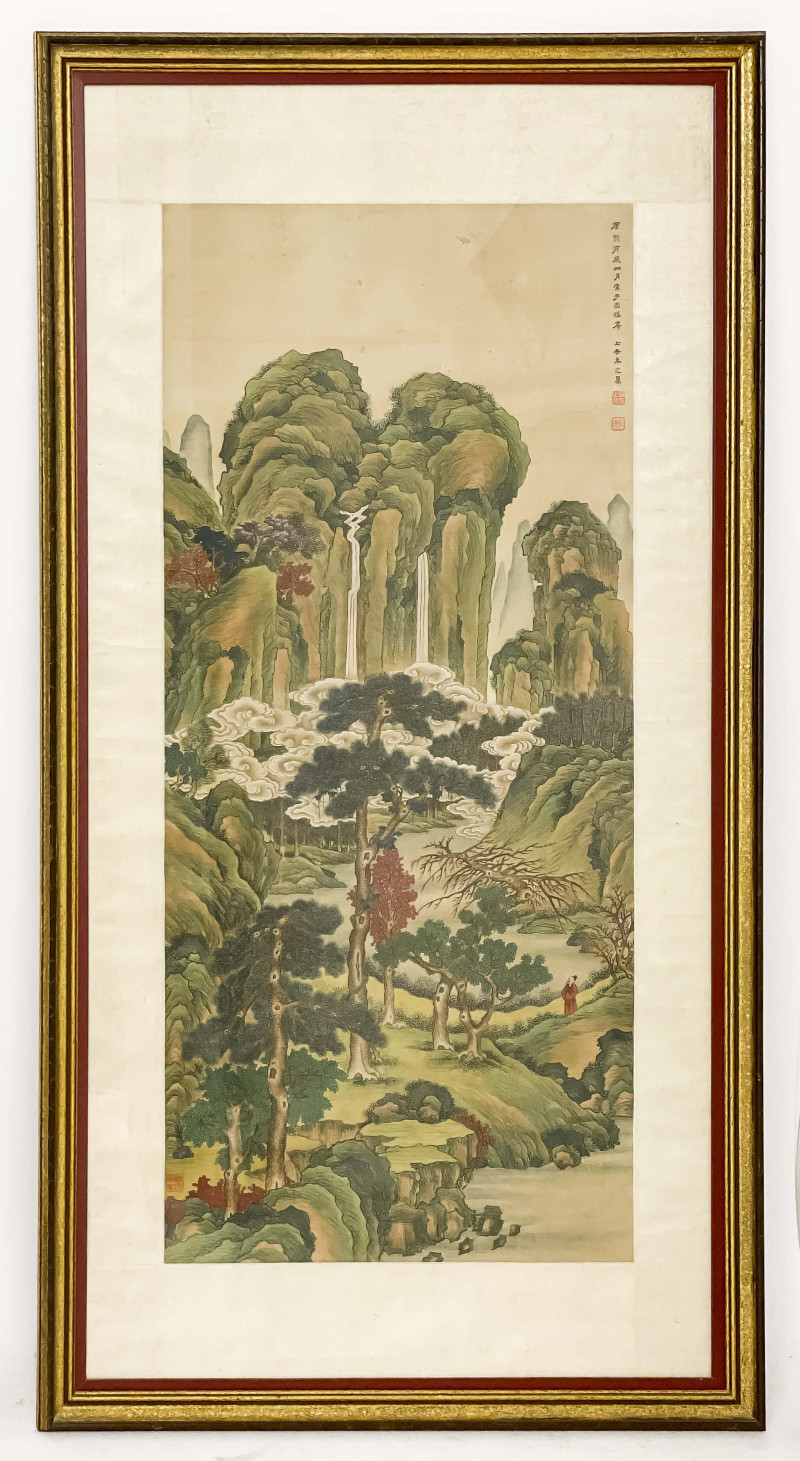 Chinese landscape painting, Color Inks on Silk