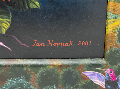 Ian Hornak - Square Baroque Flowerpiece with Purple and White Striped Tulip