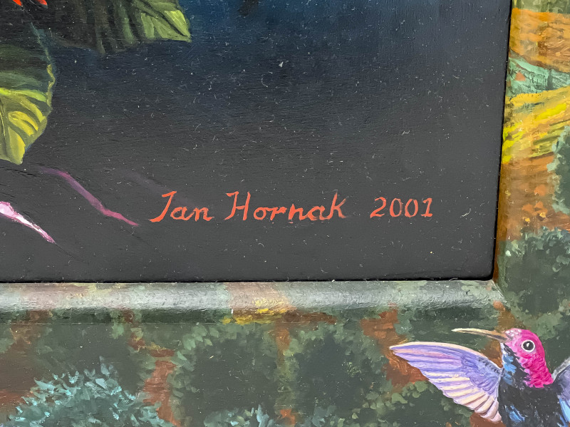 Ian Hornak - Square Baroque Flowerpiece with Purple and White Striped Tulip