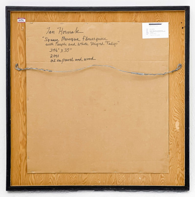 Ian Hornak - Square Baroque Flowerpiece with Purple and White Striped Tulip