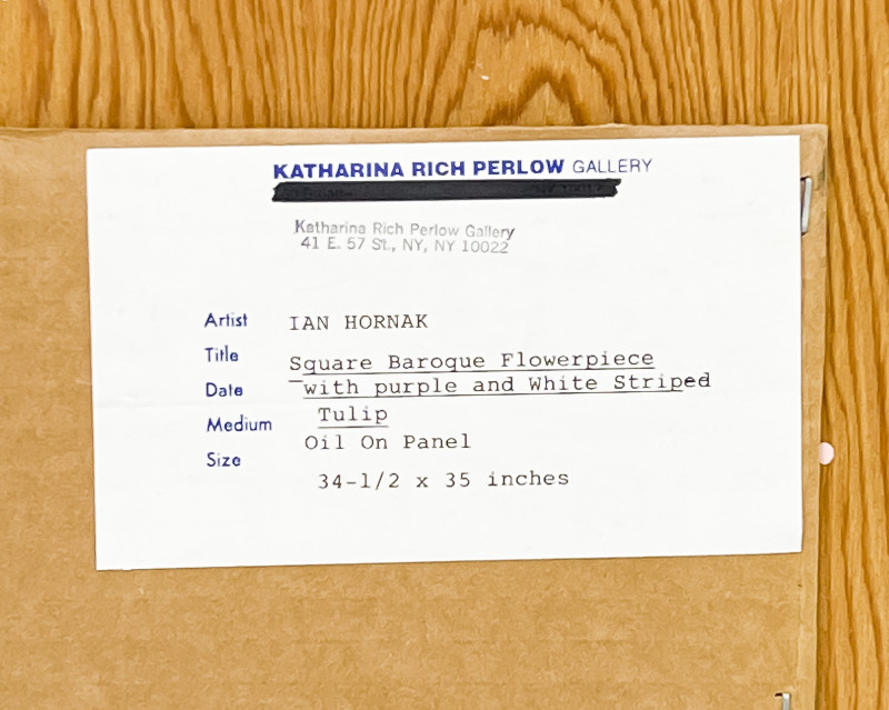 Ian Hornak - Square Baroque Flowerpiece with Purple and White Striped Tulip