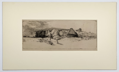 after Rembrandt van Rijn - Landscape with Trees, Farm Buildings, and a Tower