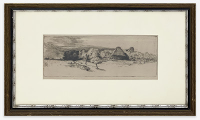 after Rembrandt van Rijn - Landscape with Trees, Farm Buildings, and a Tower
