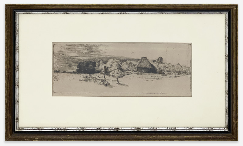after Rembrandt van Rijn - Landscape with Trees, Farm Buildings, and a Tower