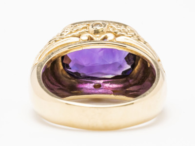 Amethyst and 14K Gold Men&apos;s Ring