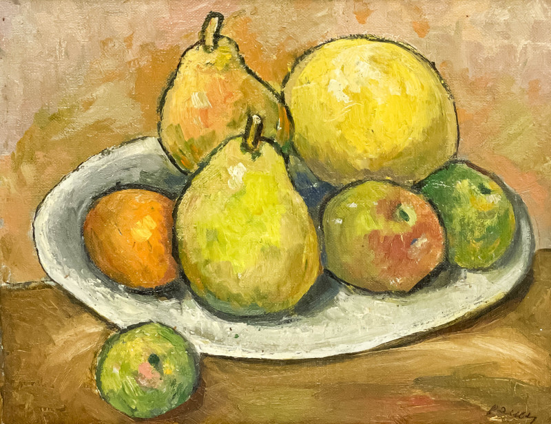 Albert Bela Bauer - Still Life with Pears, Apples, and Orange