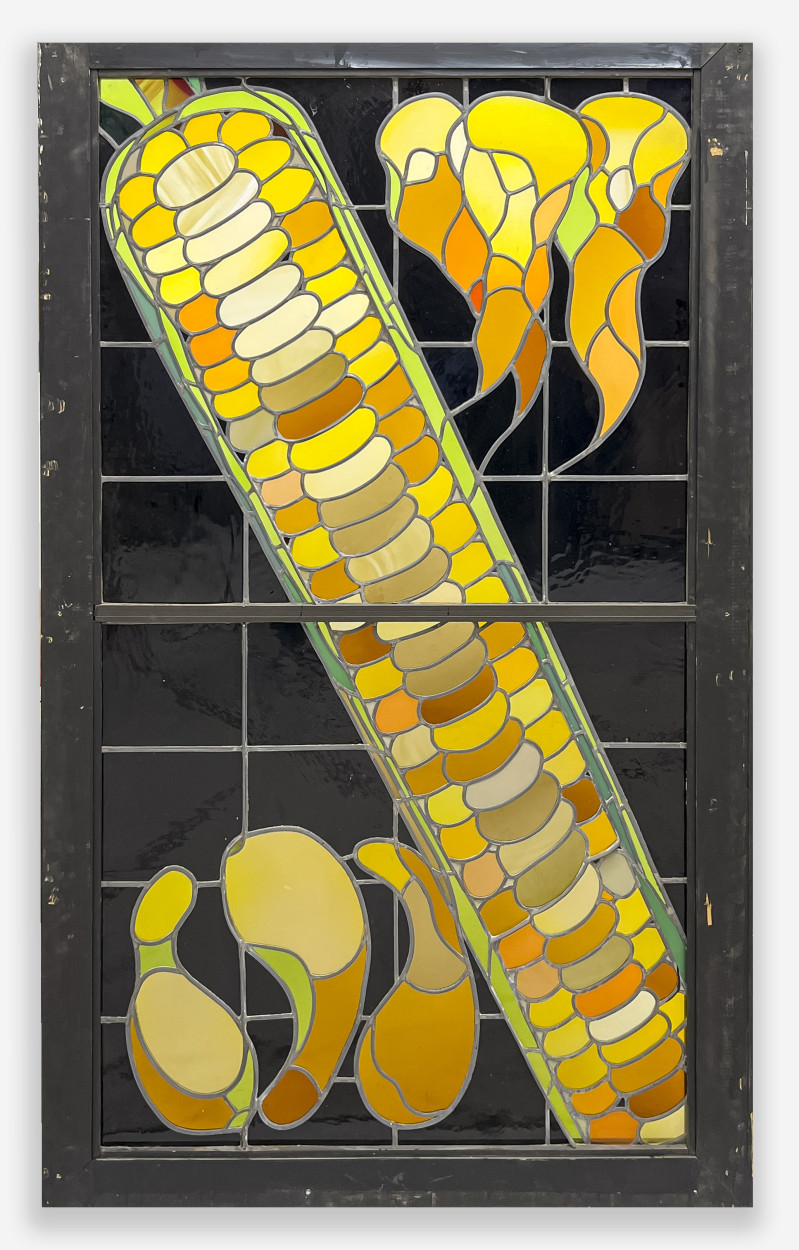 Lowell Nesbitt - Stained Glass Panel with Carrots, Corn and Squash