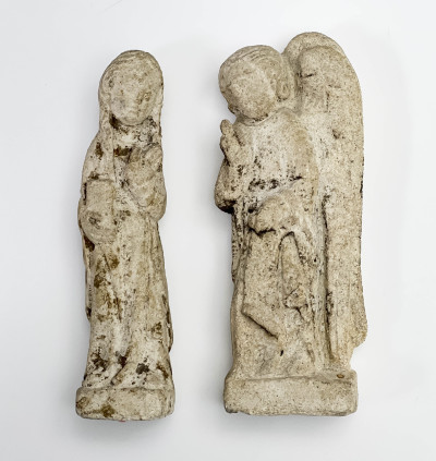 French Stone Alter with Annunciation Figurines