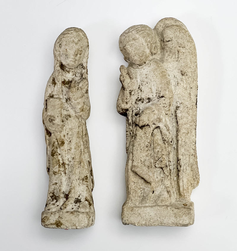 French Stone Alter with Annunciation Figurines