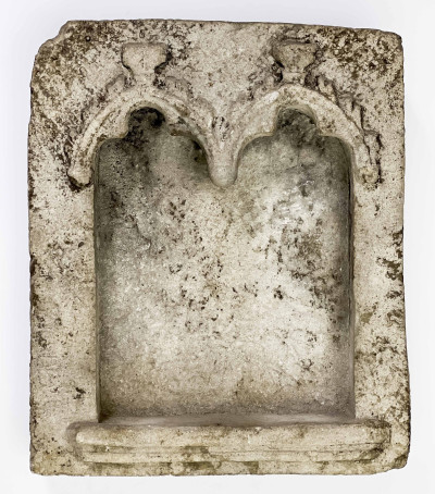 French Stone Alter with Annunciation Figurines