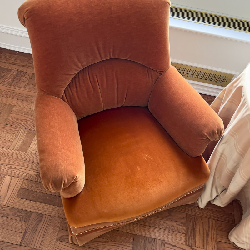 Mohair Club Chairs, Pair