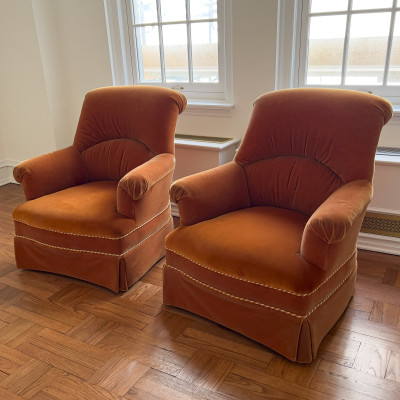 Mohair Club Chairs, Pair