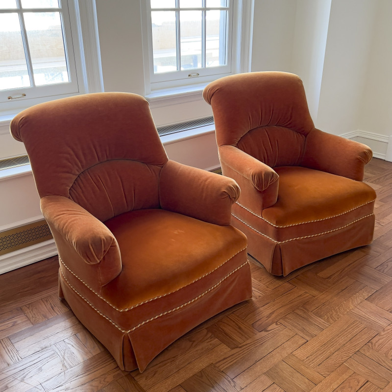 Mohair Club Chairs, Pair