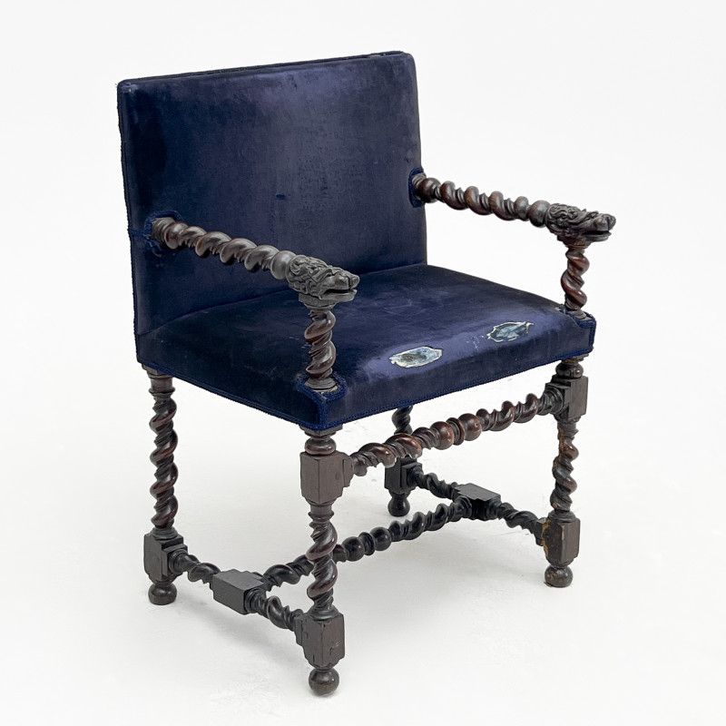 Renaissance Revival Twist-turned and Carved Open Armchair