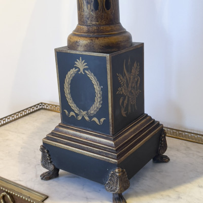 French Tole Painted Lamps, Pair