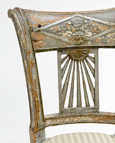 Empire Side Chair and Georgian Mahogany Bucket, together with two Tole Tray Top Tables, Group of 4