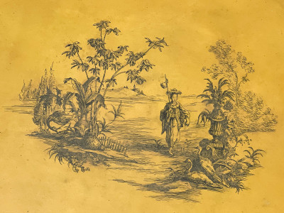 Empire Side Chair and Georgian Mahogany Bucket, together with two Tole Tray Top Tables, Group of 4