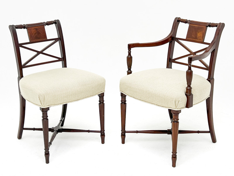 Sheraton Style Mahogany Chairs, Group of 6