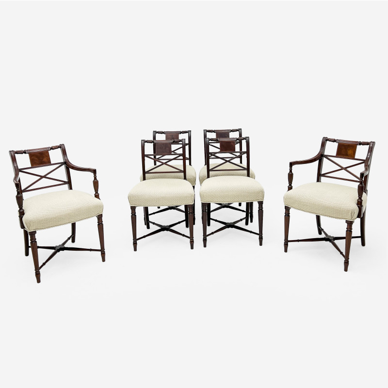 Sheraton Style Mahogany Chairs, Group of 6