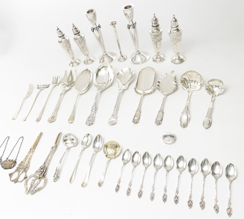 Cartier, Gorham, Wilhelm F. Jensen,Wedgewood, and other Sterling Articles, Group of 38