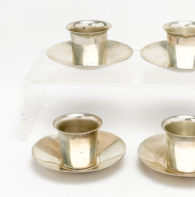 Allan Adler - Sterling Cup and Saucer Set with Spoon, Group of 9