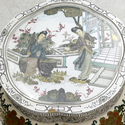 Chinese Lacquered Stools, Pair