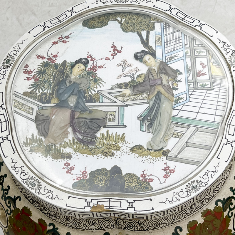 Chinese Lacquered Stools, Pair