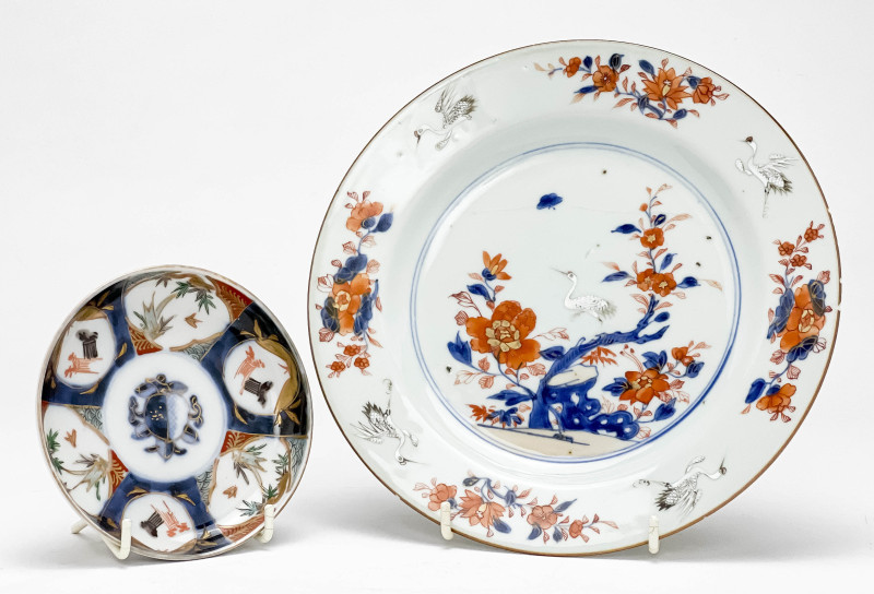 Chinese Imari export porcelain dish and a Japanese Imari dish